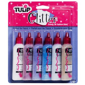 Pintura p/tela TULIP Glitter, set de 6